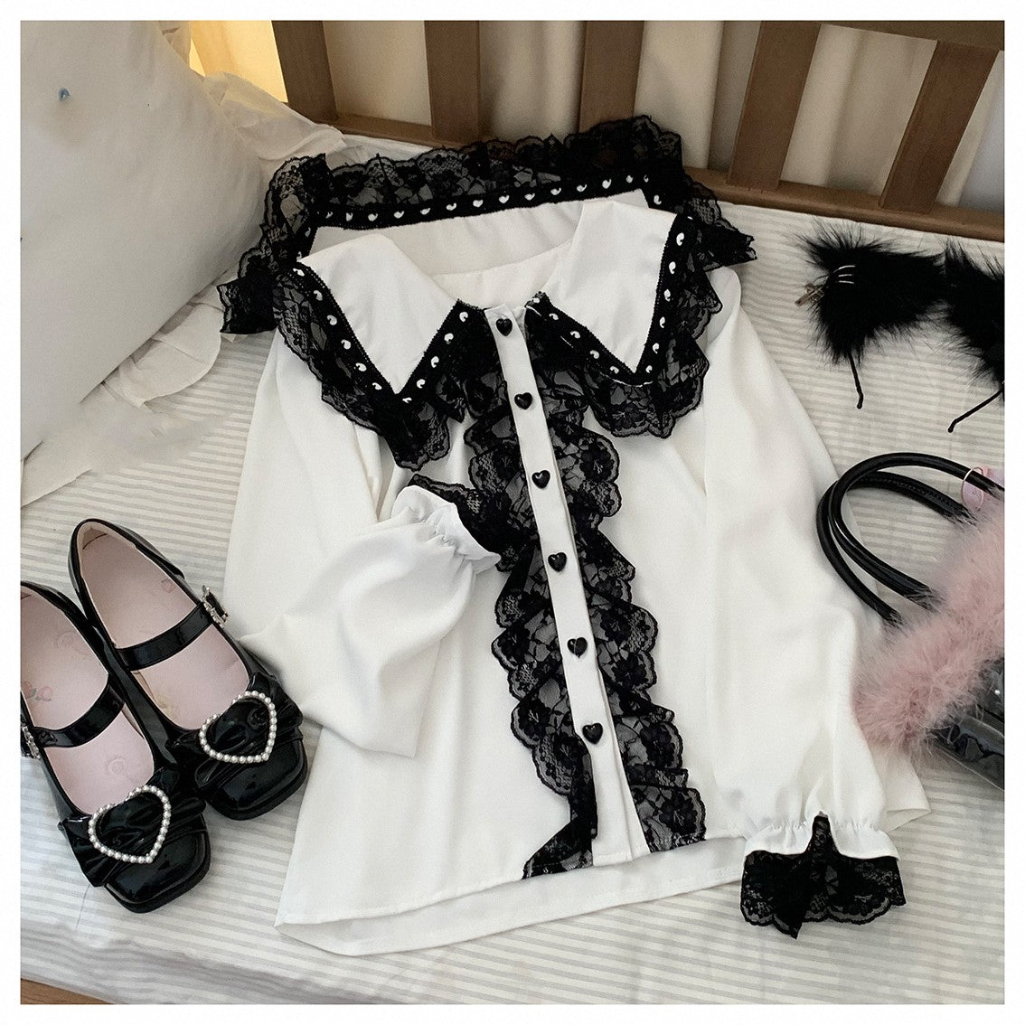Sweetheart Knot Lace Shirt   HA1270