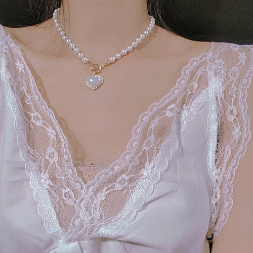 Love Pearl Clavicle Girl Necklace HA1066