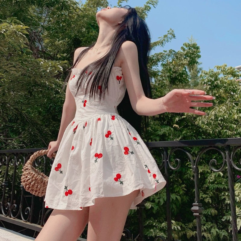 Cute Waisted Puffy Sling Dress   HA1599