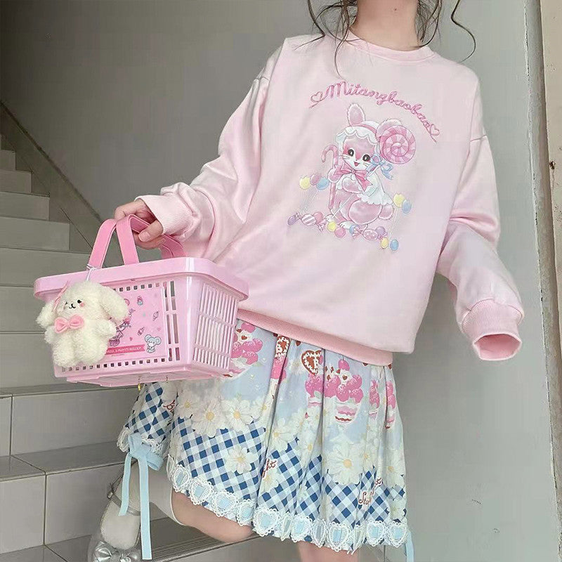 Long sleeve loose printed sweatshirt   HA0418