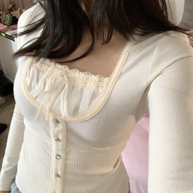 Square neck long sleeve T-shirt   HA1550