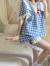 Sweet Square Neck Short Sleeve Dress Set   HA0543
