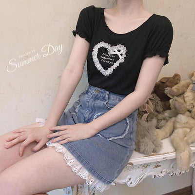 Bow cutout T-shirt  HA0509
