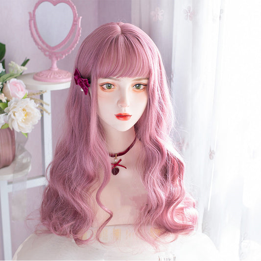 Coral peach pink purple wig  HA0064