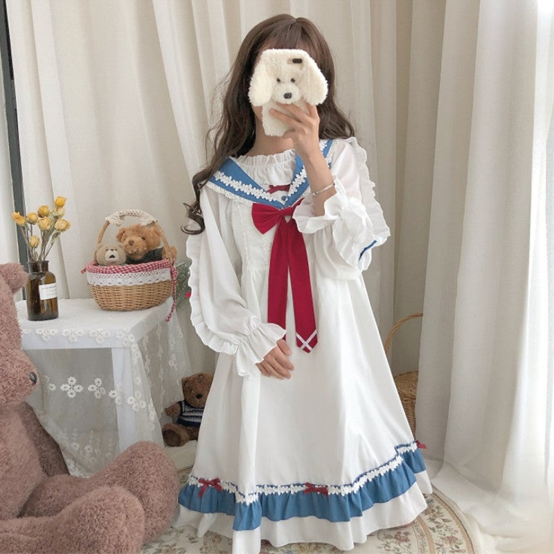 Cute Lolita Dress with Navy Collar    HA0696