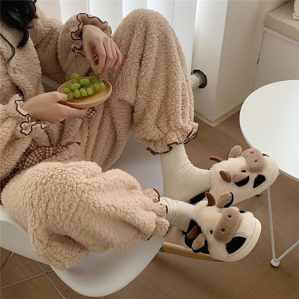 Cute cartoon cow cotton slippers   HA1345