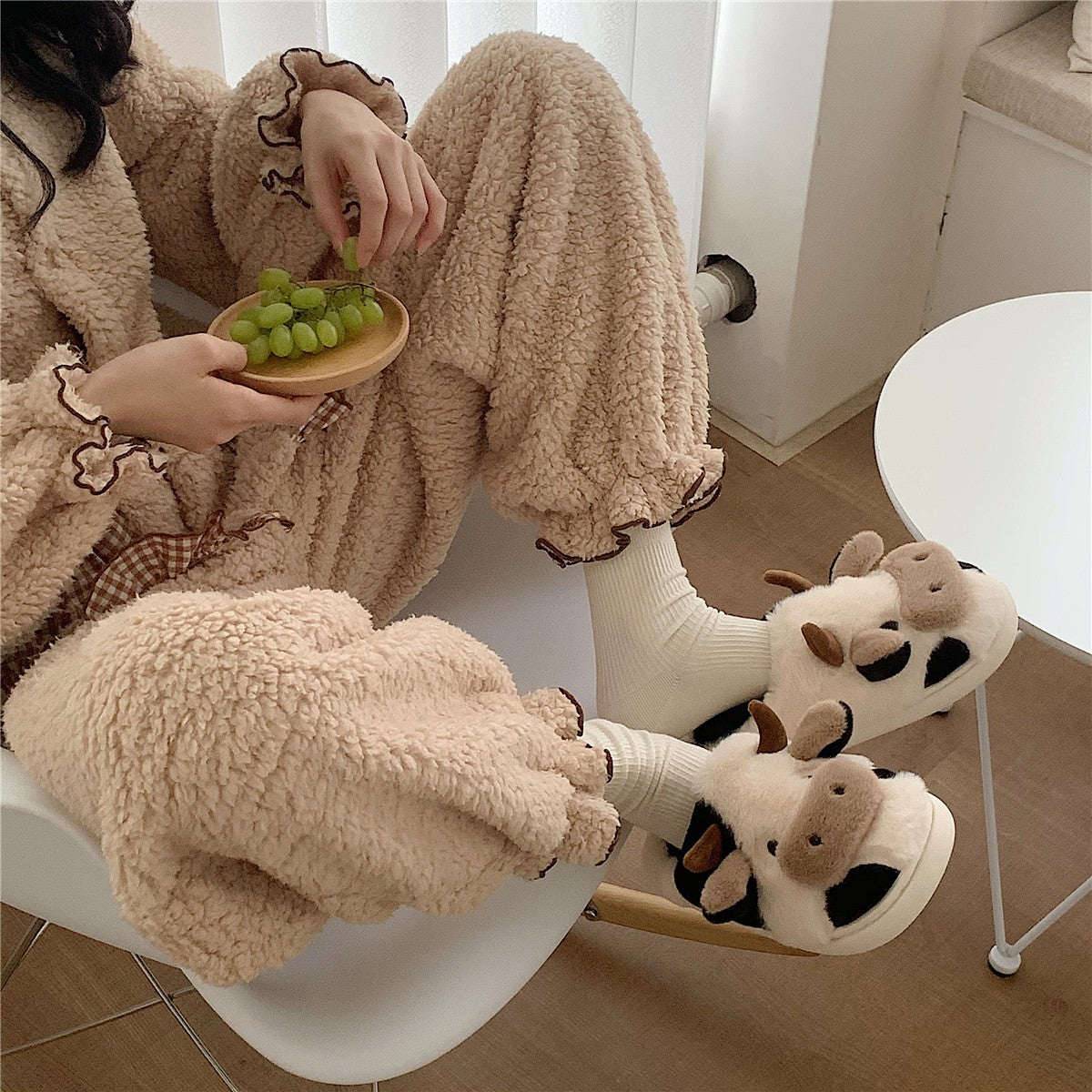 Cute cartoon cow cotton slippers   HA1345