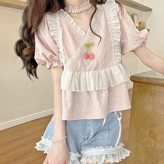 Sweet Texture Top Short Sleeves  HA0549