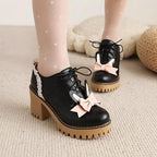 Sweet round toe chunky heel women's shoes  HA0528