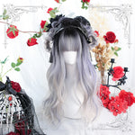 Gray dyed blue long curly hair  HA0478