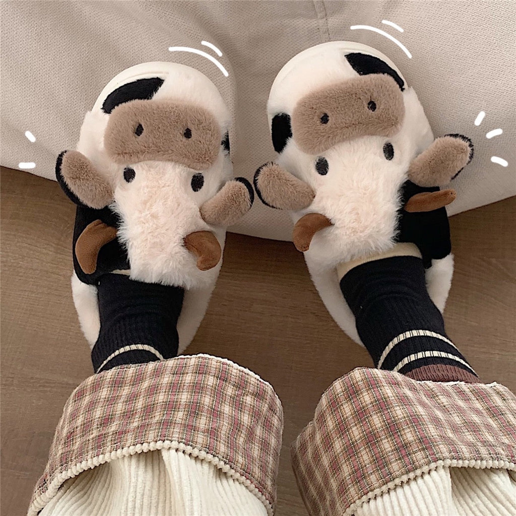 Cute cartoon cow cotton slippers   HA1345