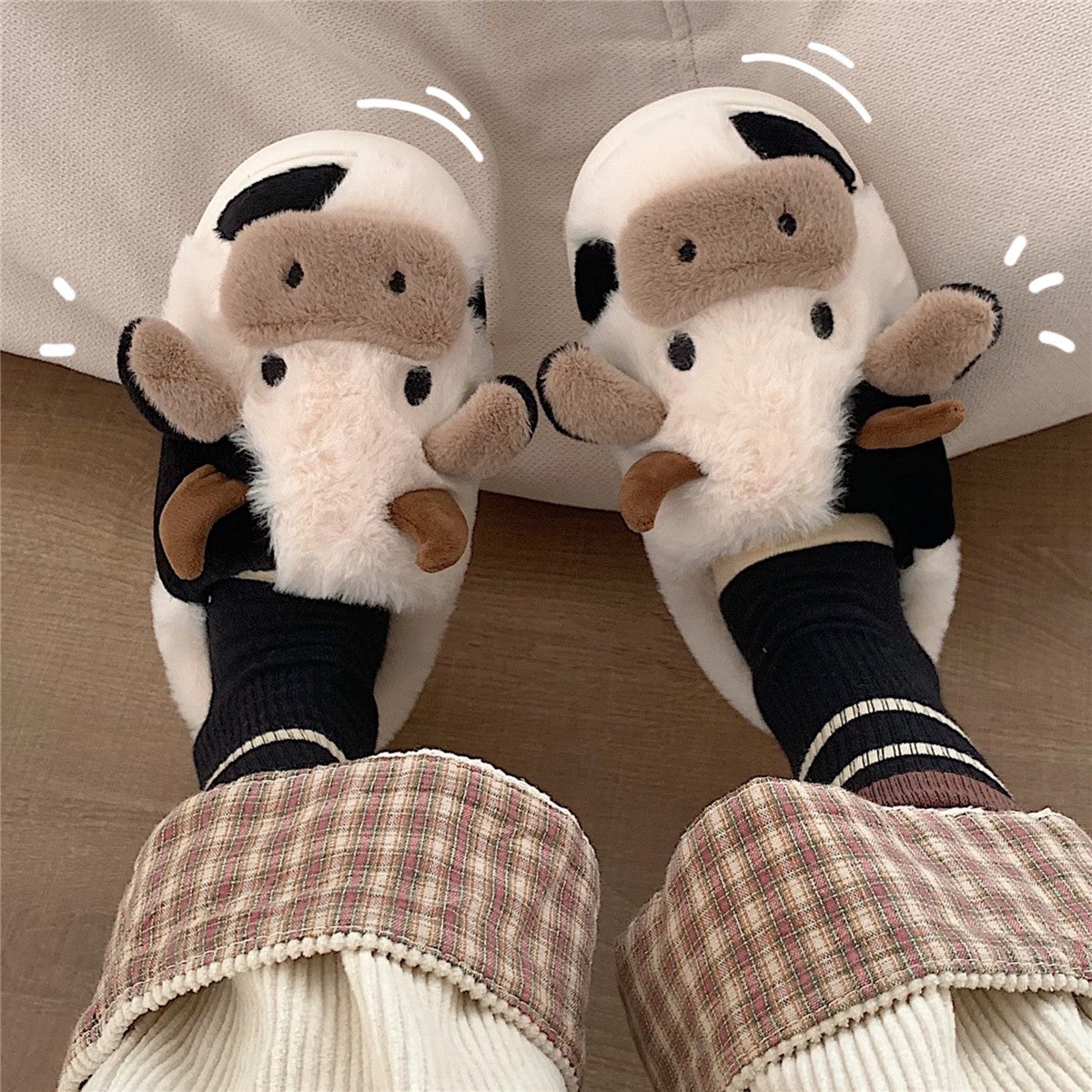 Cute cartoon cow cotton slippers   HA1345