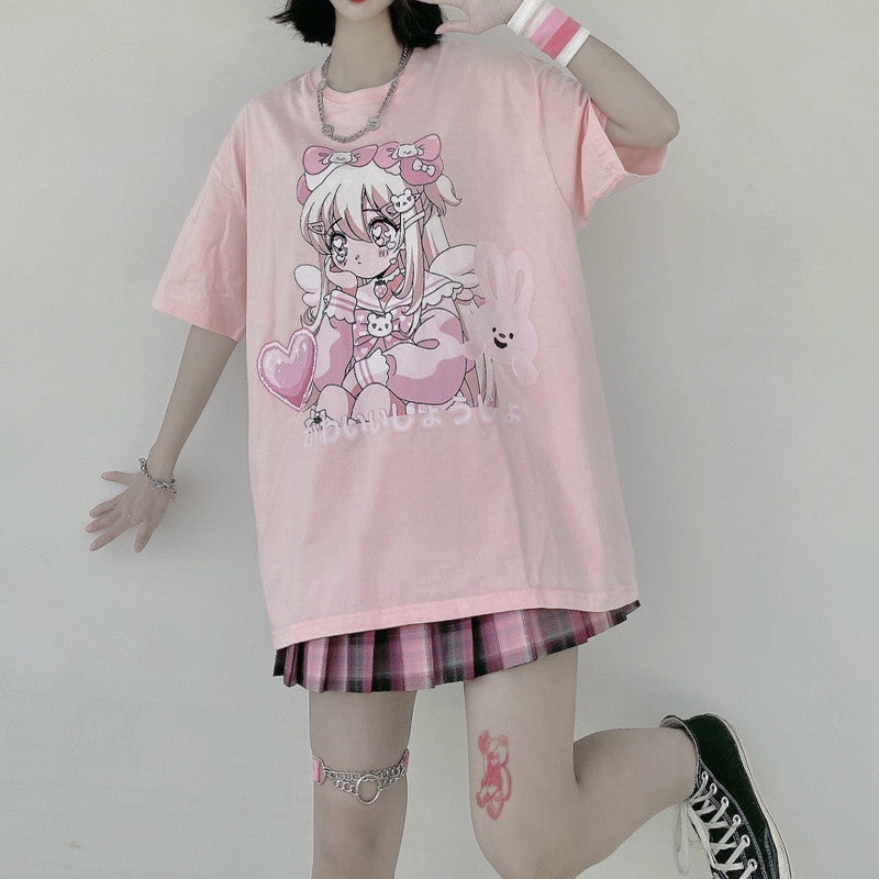 Cartoon Anime Print Short Sleeve T-Shirt  HA0396