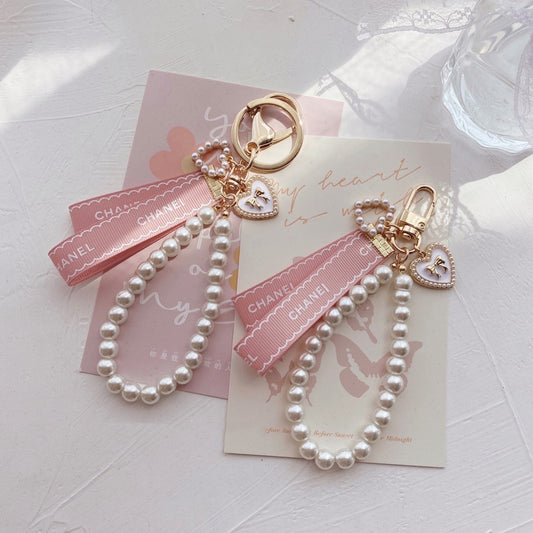 Ribbon Pearl Chain Keyring   HA1569