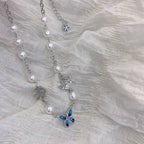 Butterfly Pearl Clavicle Chain   HA1296