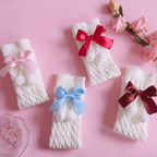 Knitted lolita furball bow socks  HA0734