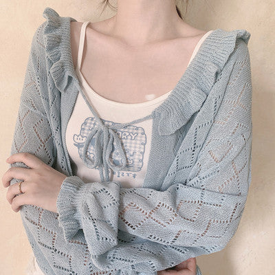 Versatile Cream Knit Cardigan   HA0558