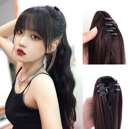 High ponytail grab clip big waves  HA0161