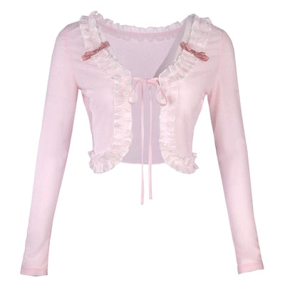 Lace Bow Sunscreen Cardigan Chiffon Sweater   HA1918