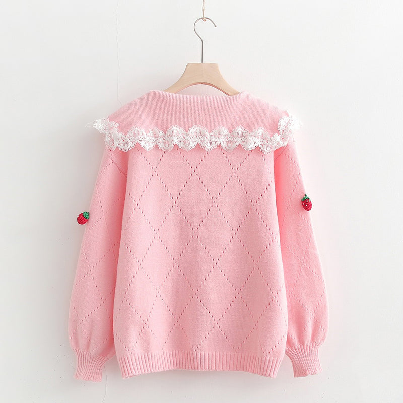 Strawberry Diamond Knit Cardigan   HA1219