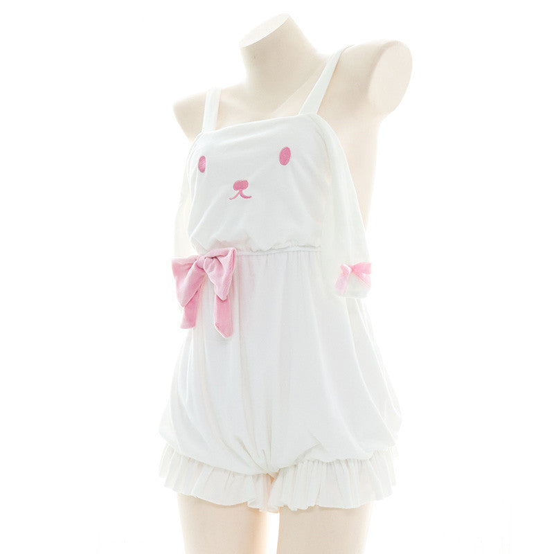 Plush bunny suspender Rompers   HA0680