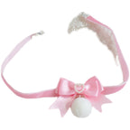 Cute pink furball bow collar    HA0503