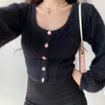 Plush large U-neck pullover sweater   HA1129