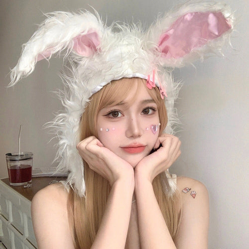 Plush bunny headgear hat   HA1456