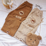 Cute Bear Corduroy Wide Leg Pants   HA1203