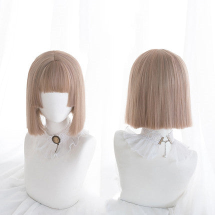 Daily cute short straight apricot fake hair   HA0162