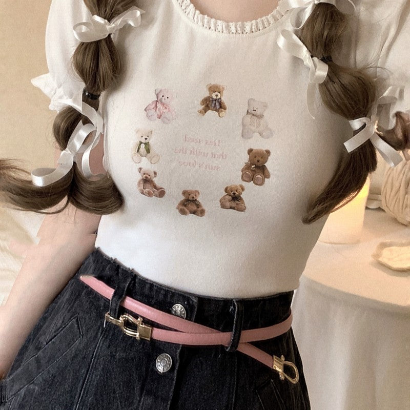Sweet Girl Puff Sleeve T-Shirt   HA1733