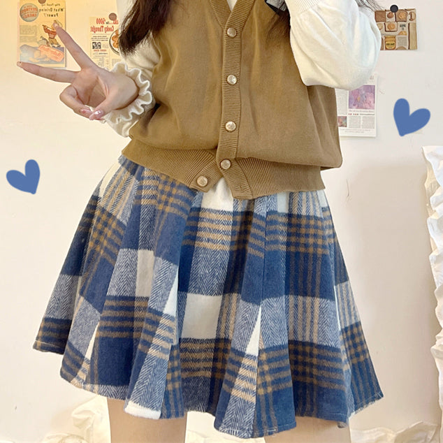 Plaid suede skirt  HA1298
