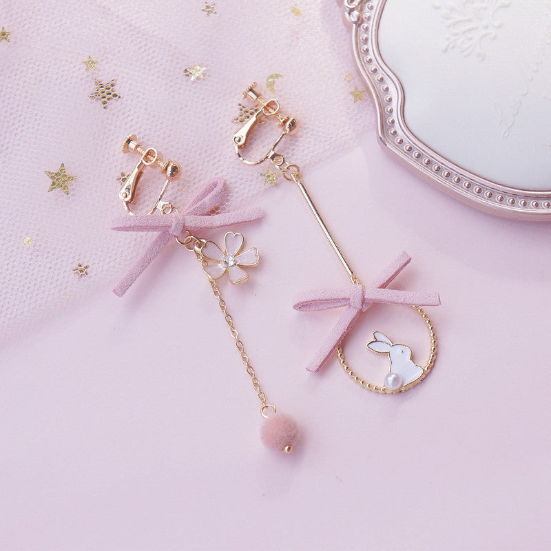 Pink Rabbit Sakura Bow Ear Clip  HA0721