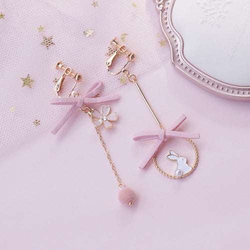 Pink Rabbit Sakura Bow Ear Clip  HA0721