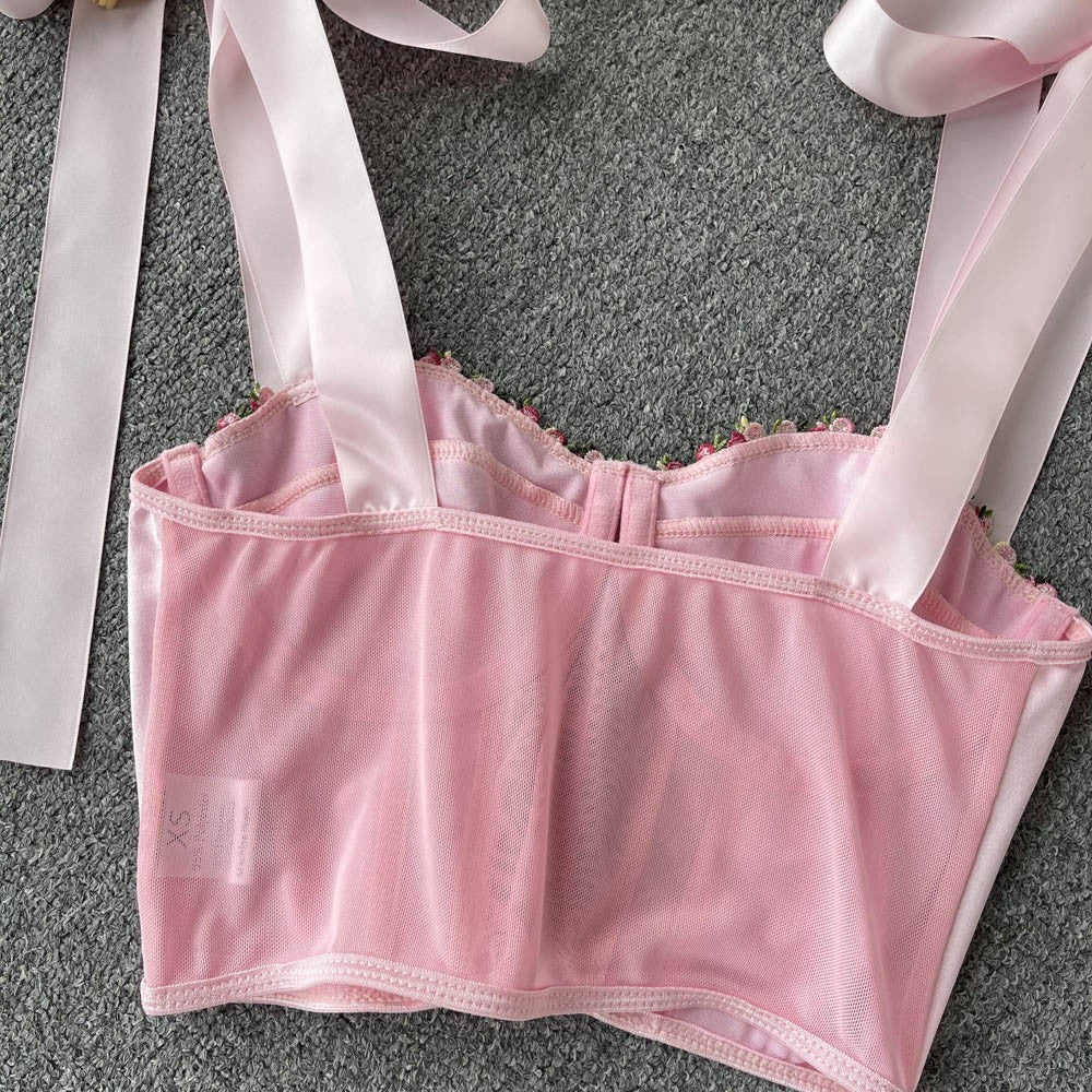 Ribbon hollow tube top suspenders HA1584