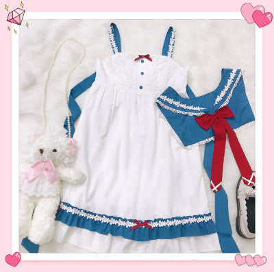 Cute Lolita Dress with Navy Collar    HA0696