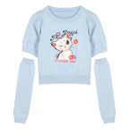 Puff Sleeve Cat Knit Top  HA1233
