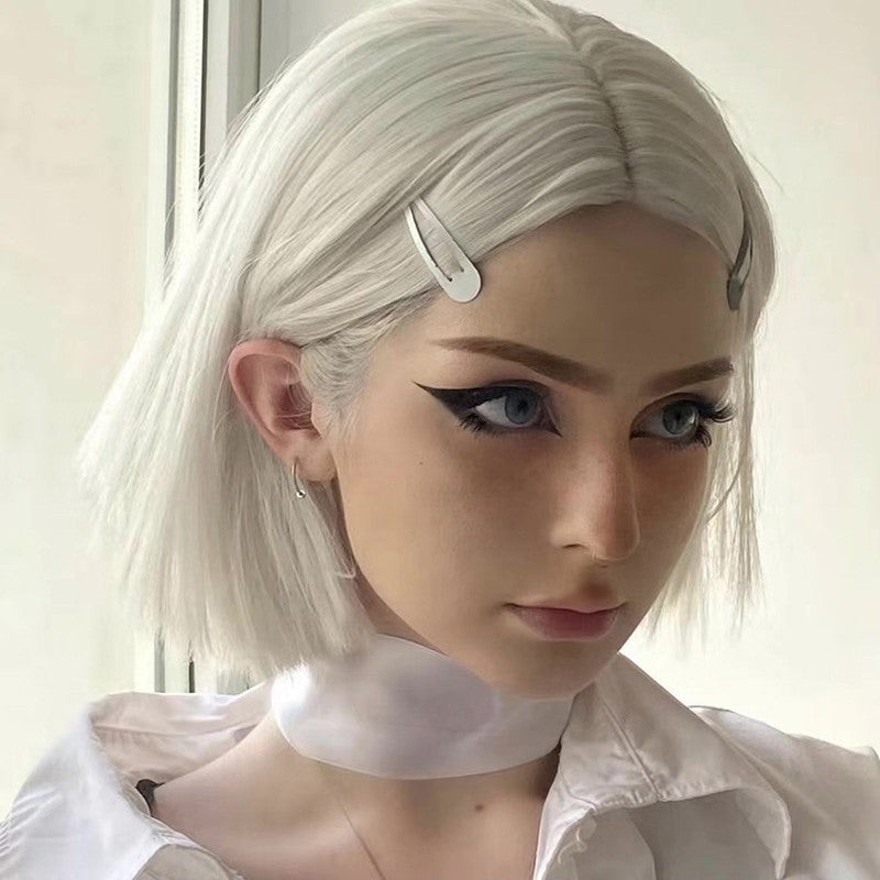 Silver White Cool Short Straight Wig  HA1646