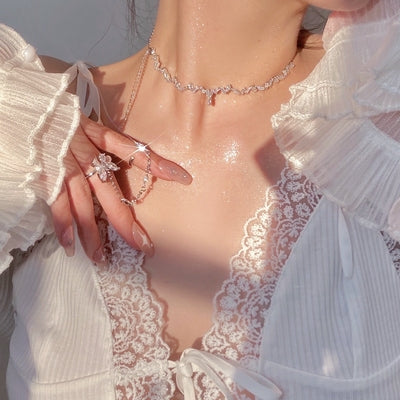 Butterfly Diamond Necklace Ring   HA0722
