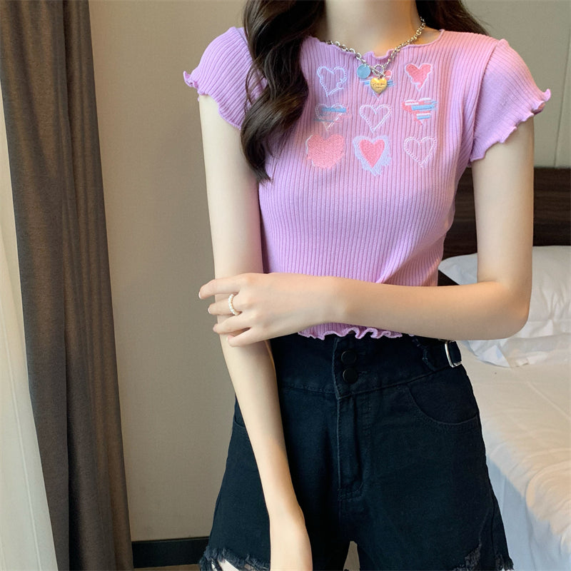 Sweet and Spicy Knit Short Sleeve T-Shirt   HA0562