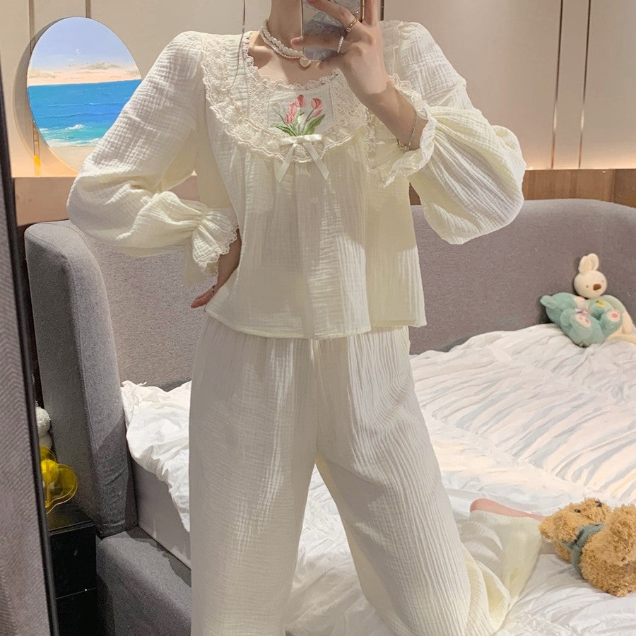 Sweet court style round neck pajamas  HA1468