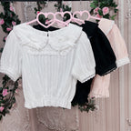 Cotton Doll Collar Bow Short Sleeves   HA0499