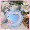 Plaid Lace Bow Heart Mirror    HA0754