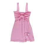 Cute lace-up slit suspender dress  HA0516