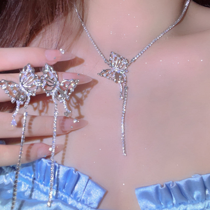 Super fairy butterfly tassel clavicle chain   HA1231