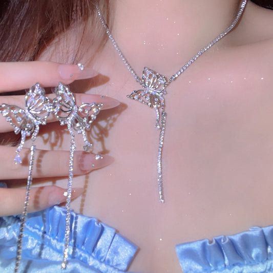 Super fairy butterfly tassel clavicle chain   HA1231