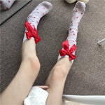 Heart red bow stockings   HA1304