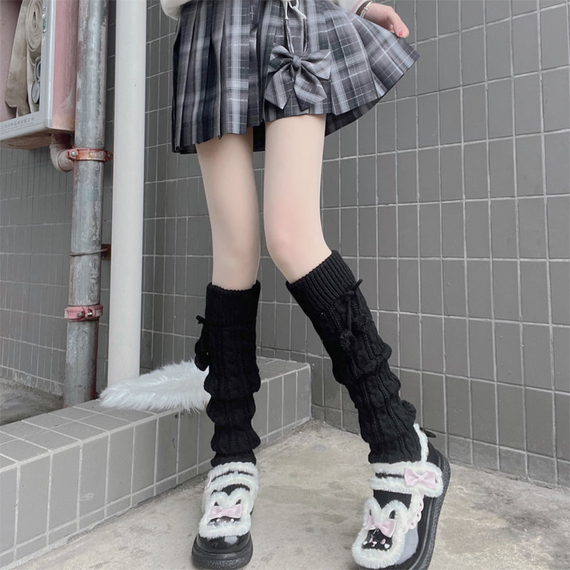 Knit plush over-the-knee socks   HA0330