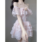Pink Ruffle Puff Dress  HA0892