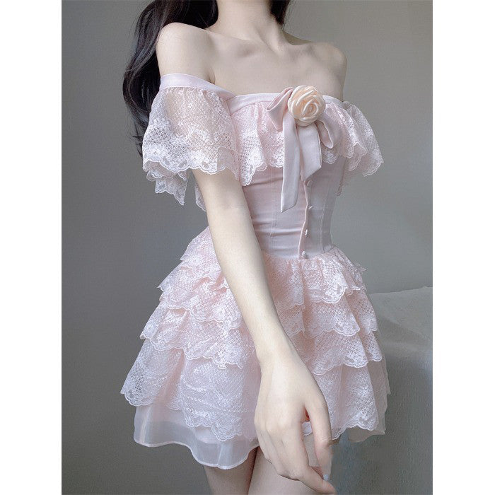 Pink Ruffle Puff Dress  HA0892